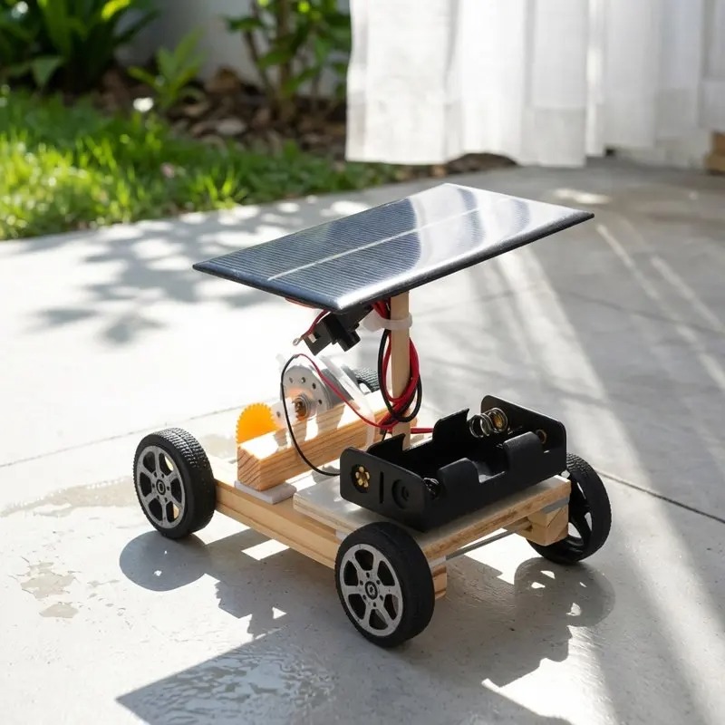 Diy Electronics Motor - Kendin Yap Ahşap Montajlı Güneş Enerjili